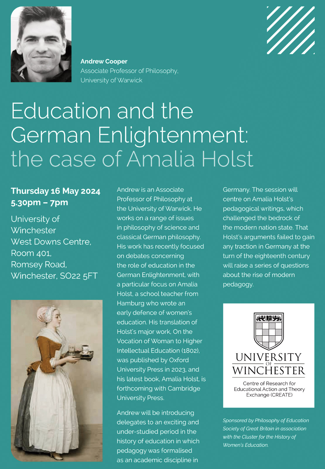 University of Winchester flyer for philosophy of education event May 2024
