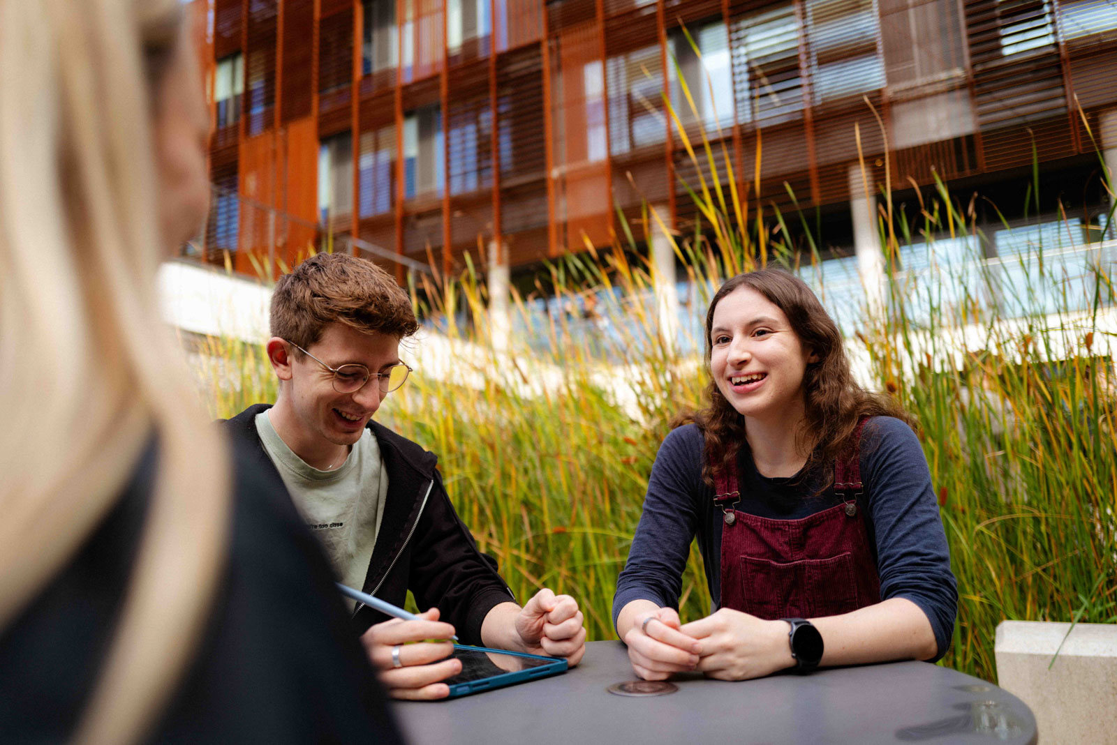 Students sitting outside