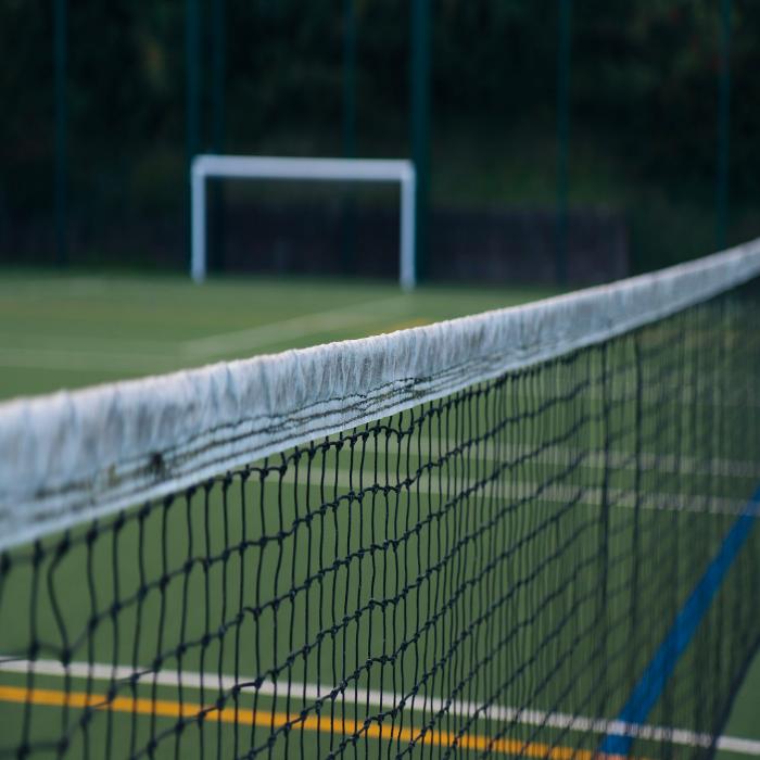 A tennis court with net