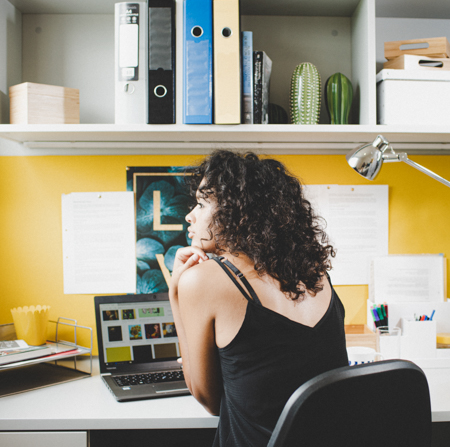 Student working at their desk