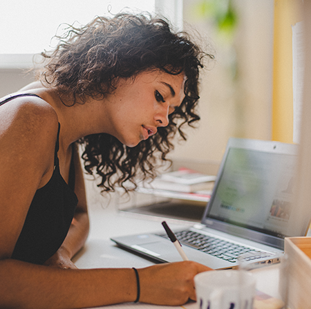 Student studying at her desk