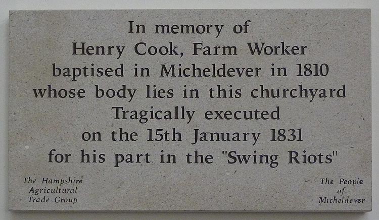 Plaque on a church wall 'In Memory of Henry Cook'