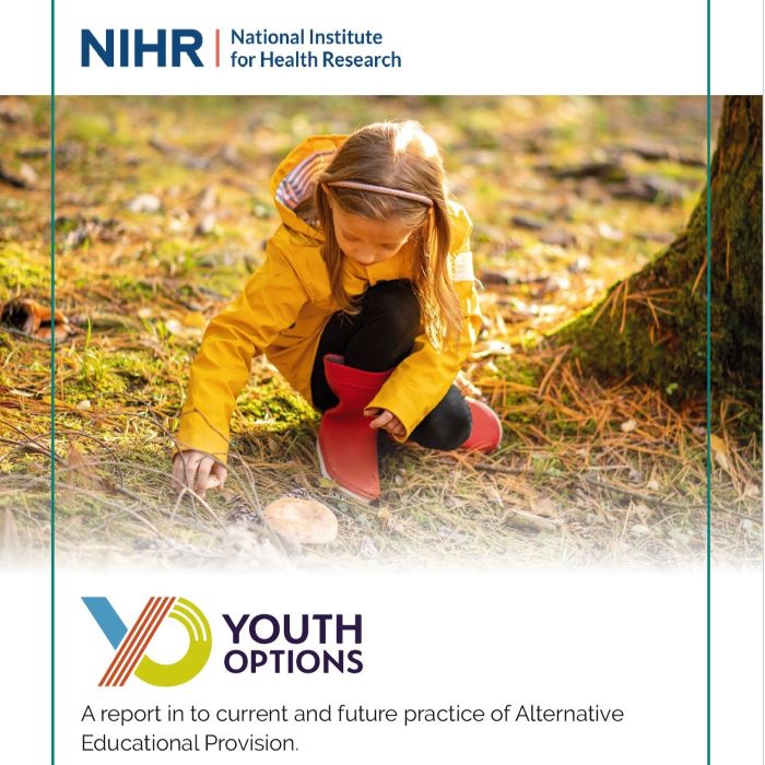 Cover of report showing a young girl playing in woodland