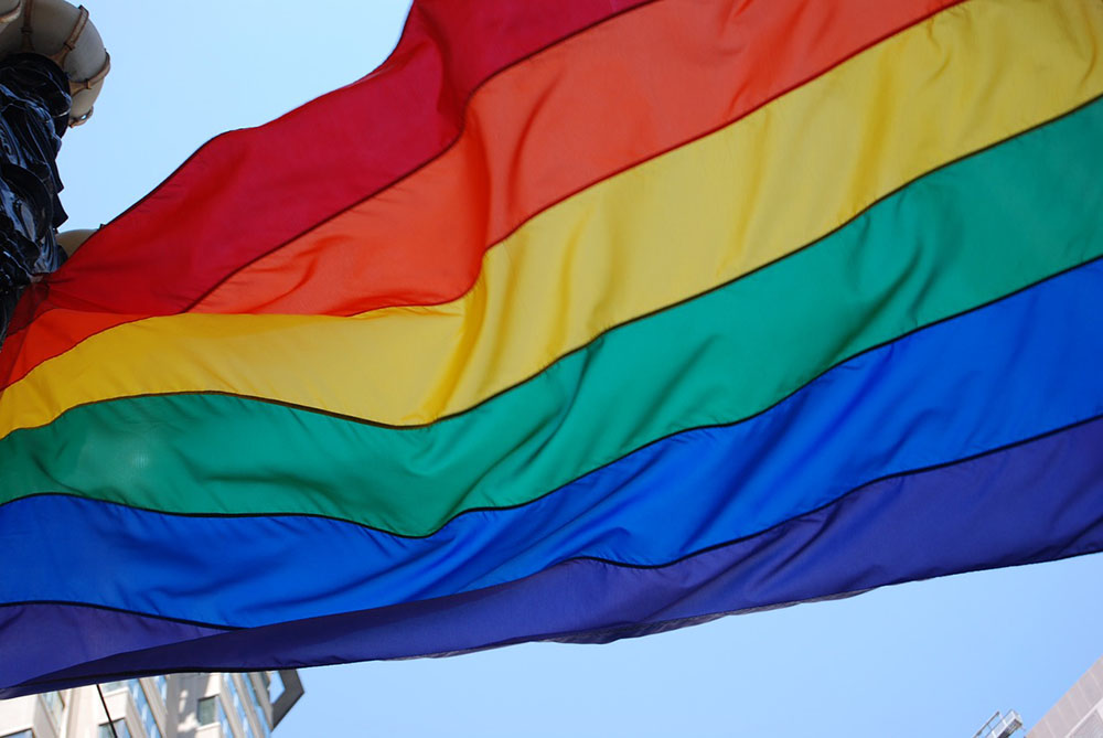 LGBT pride flag rustling in the wind