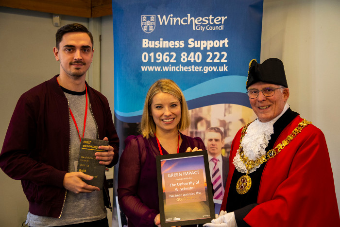 University of Winchester Green Impact team collecting award