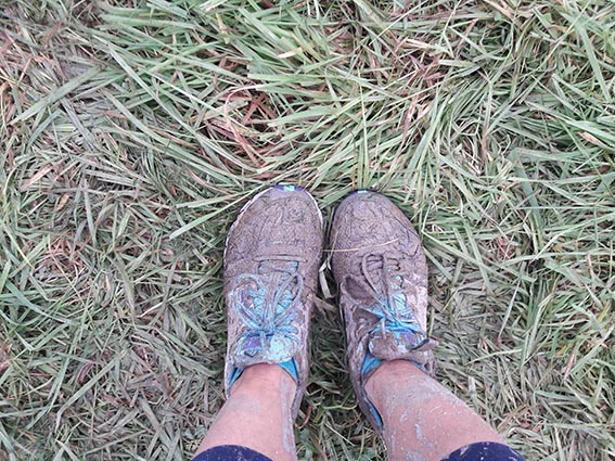 Sarah Bayless running shoes on ground