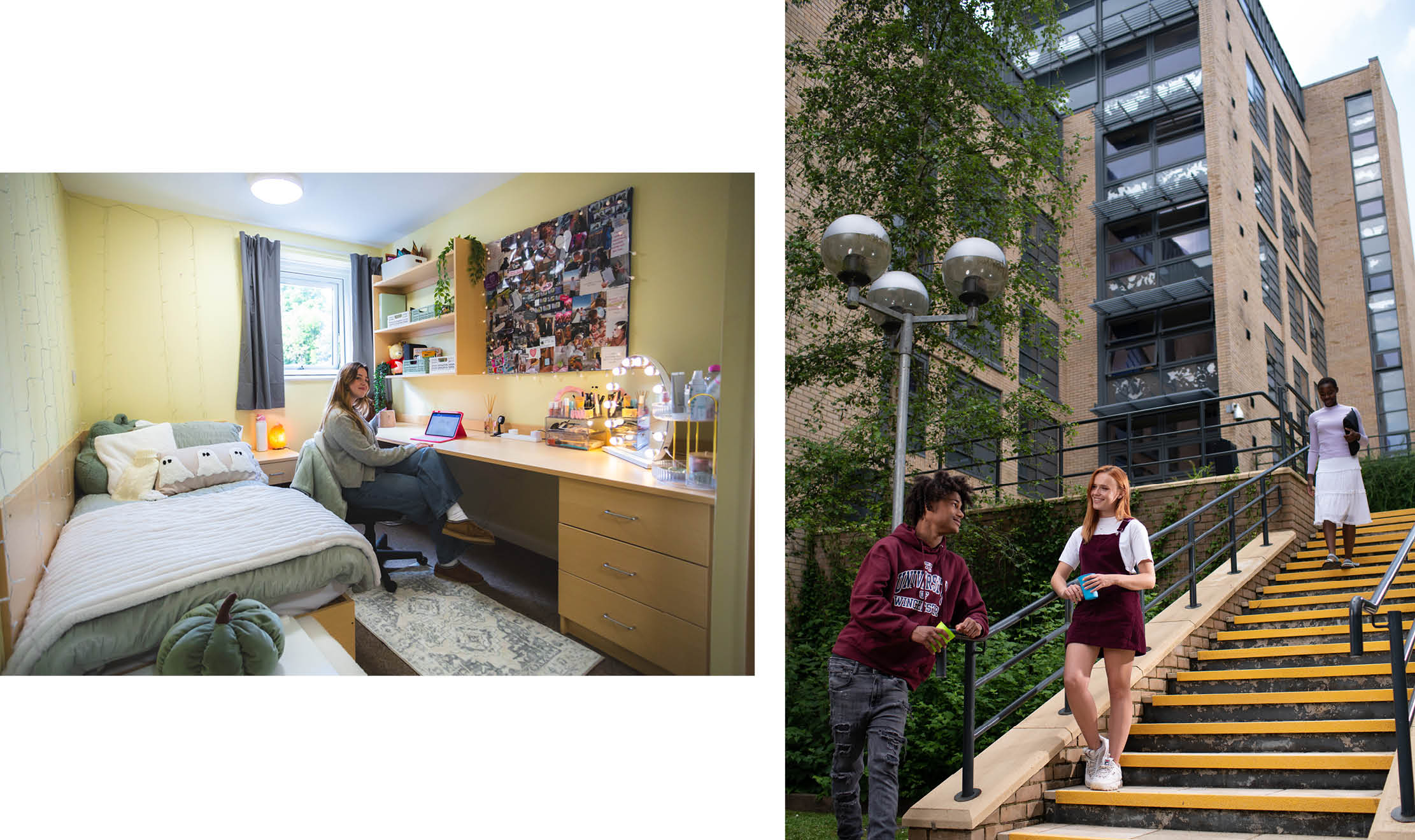 Photos showing students living in Queen's accommodation