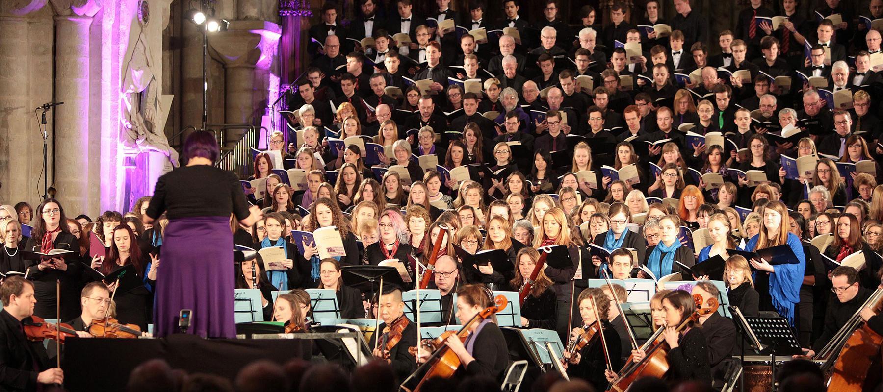 Music at the University of Winchester: University choir and orchestra performing in Winchester Cathedral