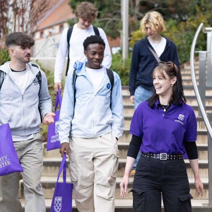 Visitors on a tour at West Downs