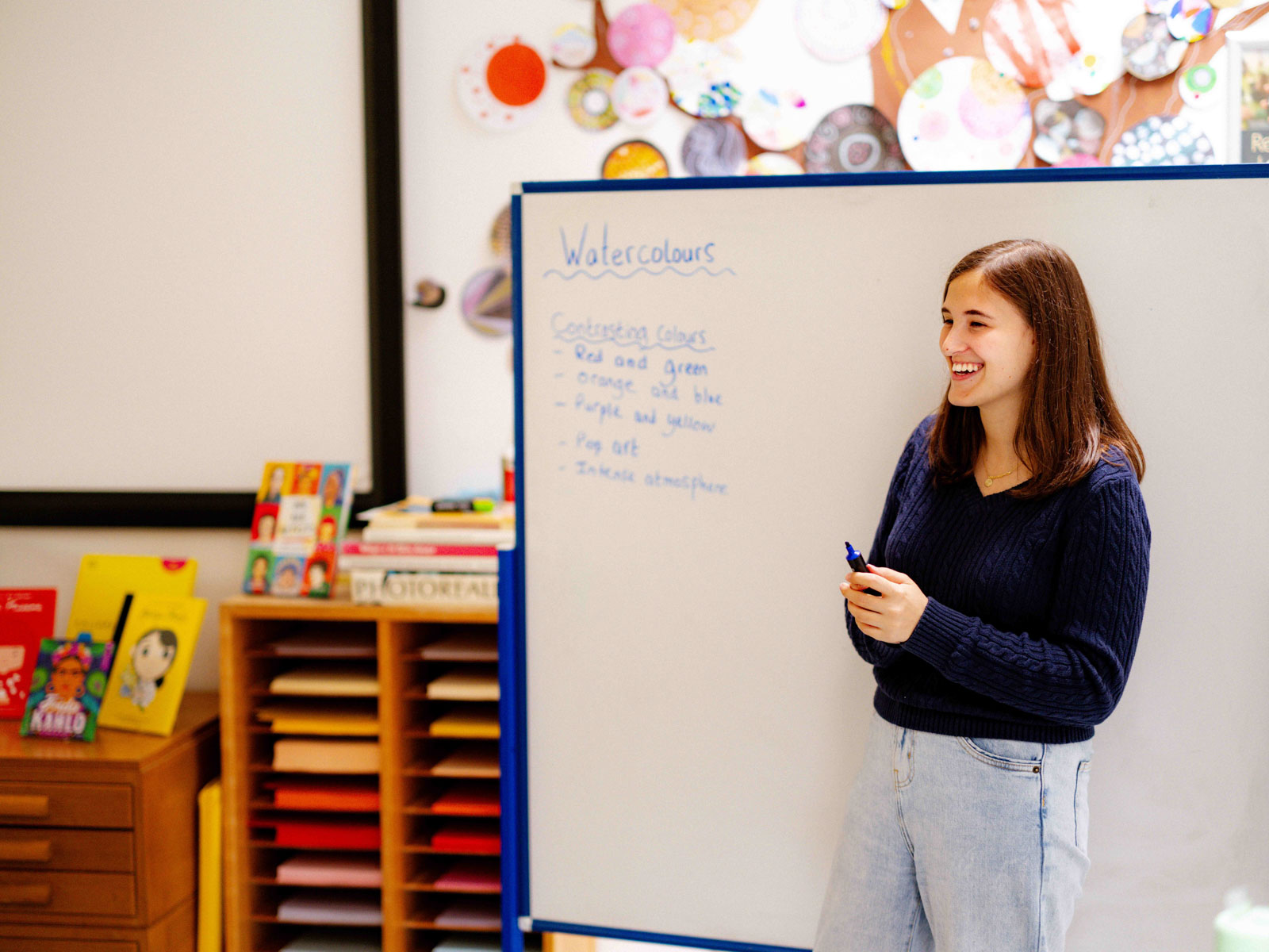 A student studying in their work space