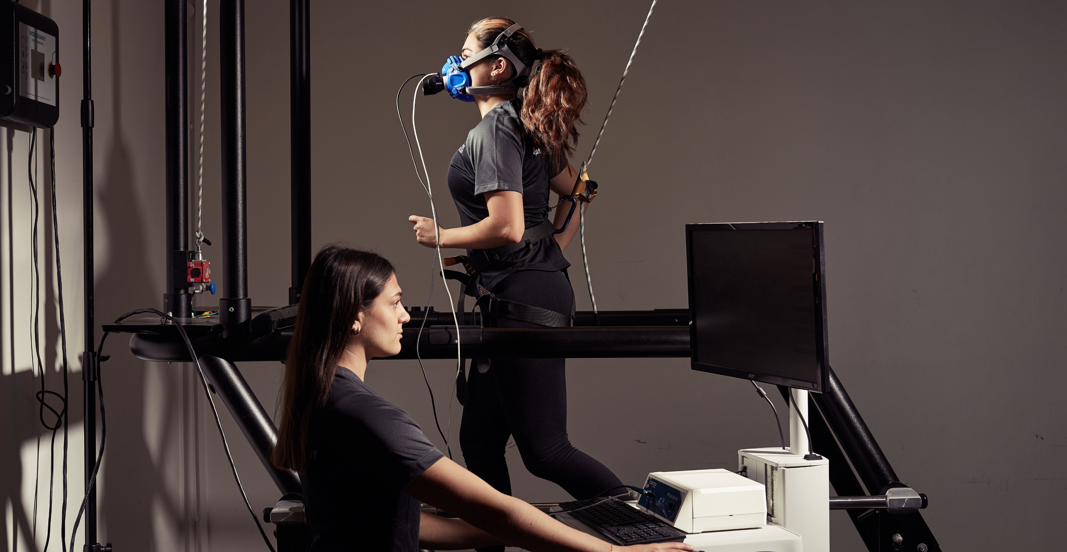 Student being monitored on a treadmill