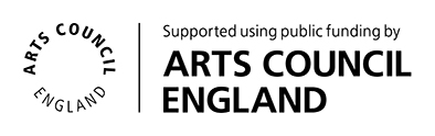 Black and white circular logo of arts council england
