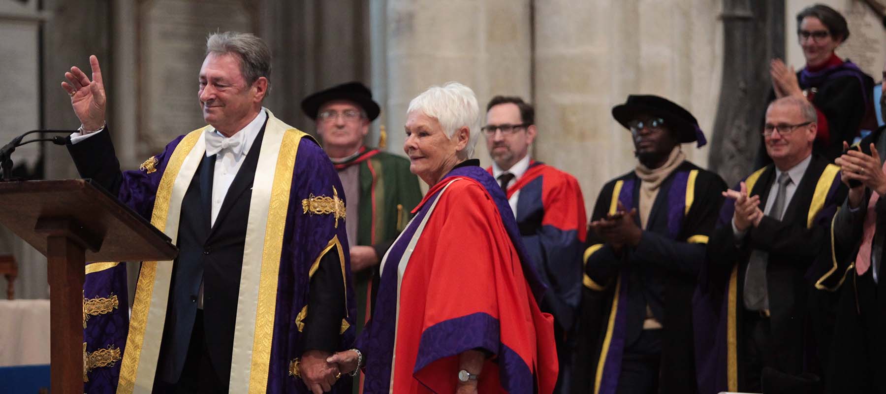 Alan Titchmarsh with Dame Judi Dench at Graduation 2019