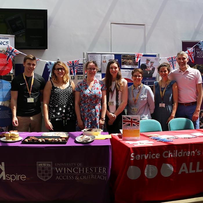 Photo of widening participation team at the information stands available for Armed Forces Day