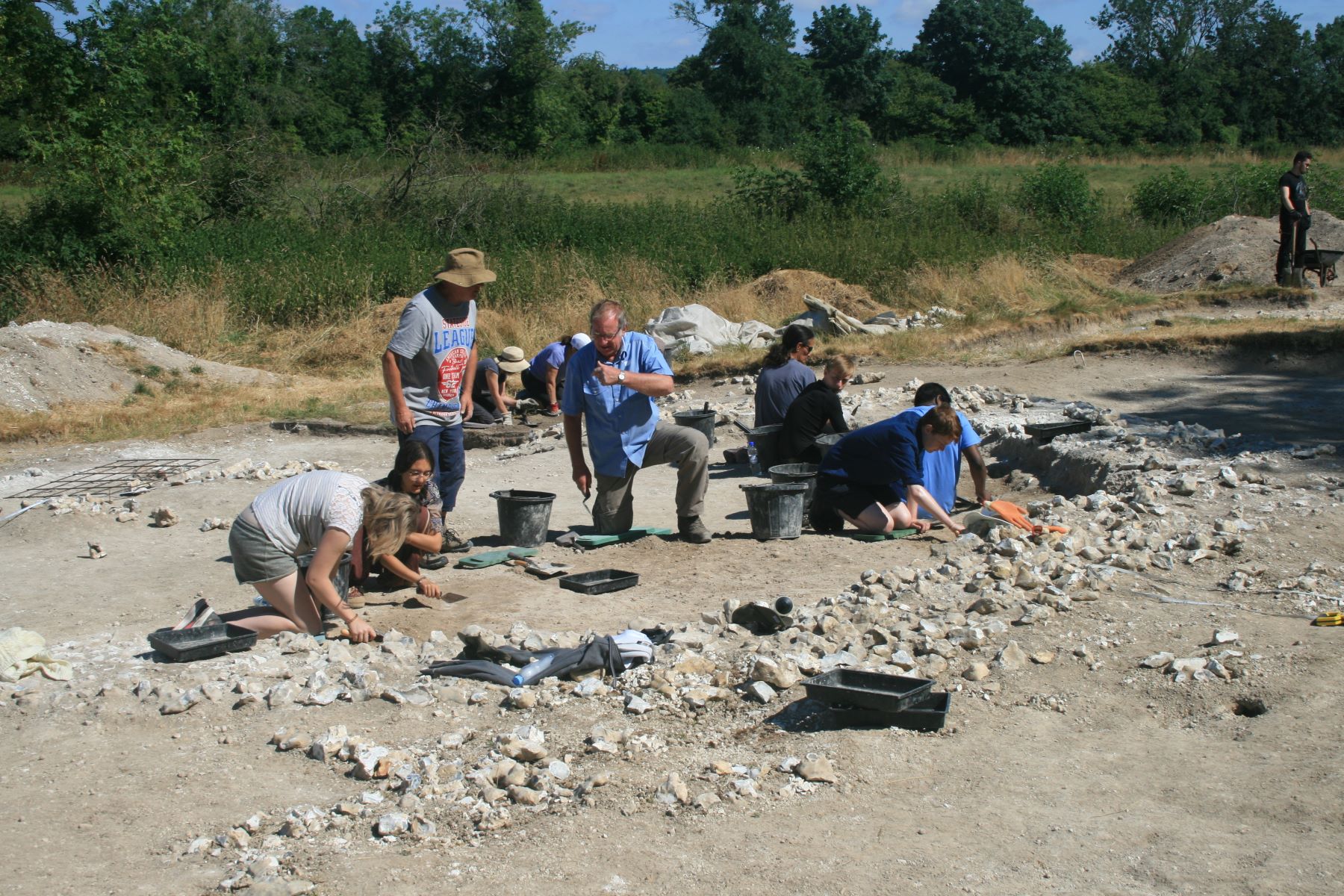 Archaeologist at work on dig site