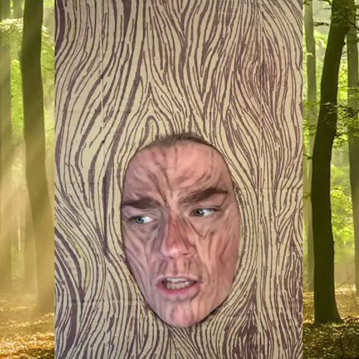 man dressed in a tree costume