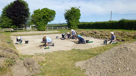 Archaeologists working on the Meon Valley dig site