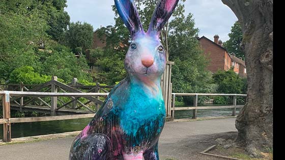 University's hare sculpture by the weir riverside walk