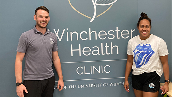 Liam Newton and Cheyenne Rova at the Winchester Health Clinic