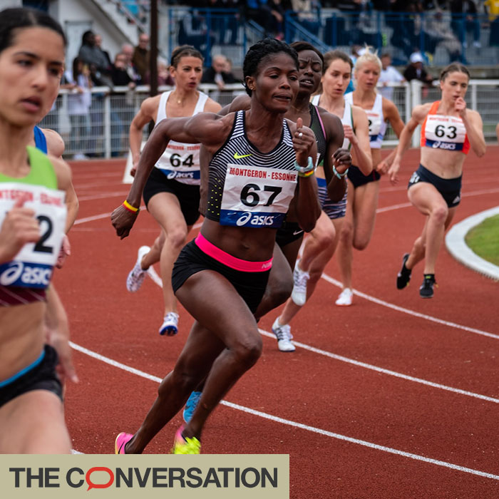 female athletes competing on the running track