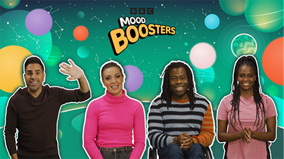 BBC poster showing celebrities supporting moodboosters