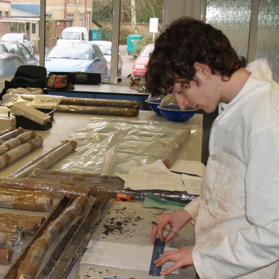 Archaeological research at the university of Winchester: image of student working in laboratory