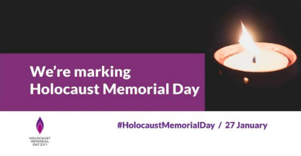 Holocaust Memorial Day banner 'We're marking Holocaust Memorial Day'