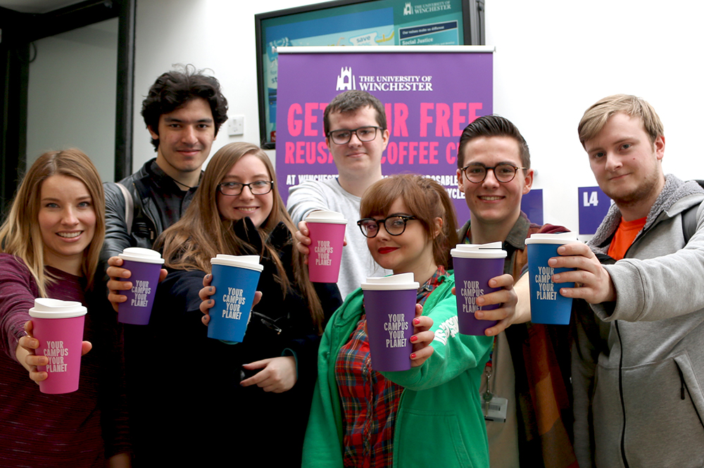Students with our reusable cups