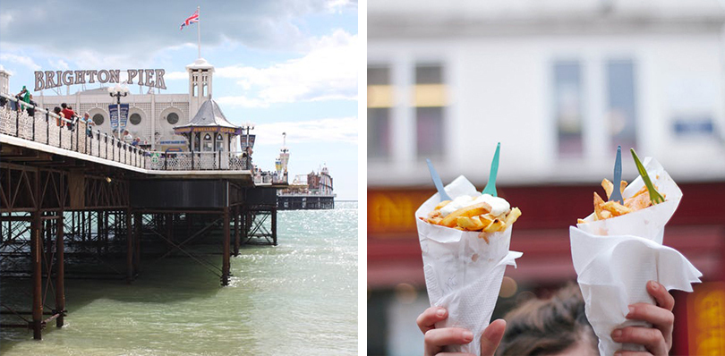 Brighton pier and chips in a cone