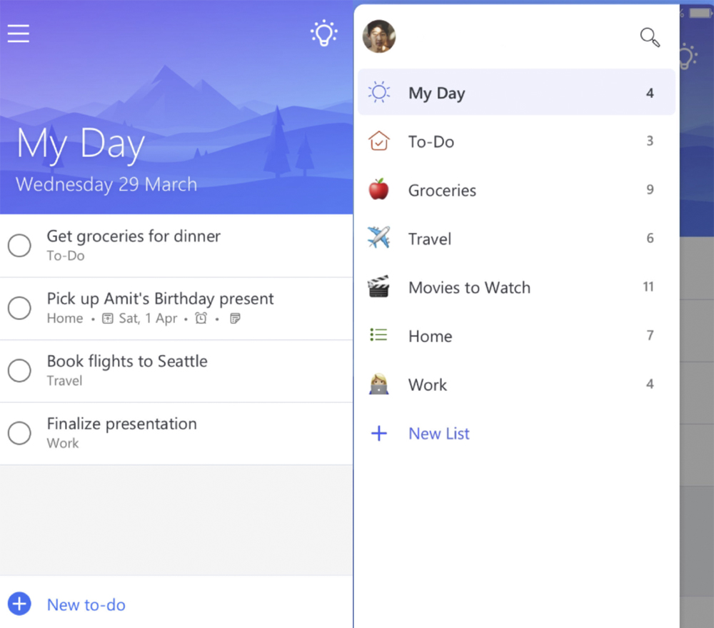 Screenshot of an app with a to-do list on the screen