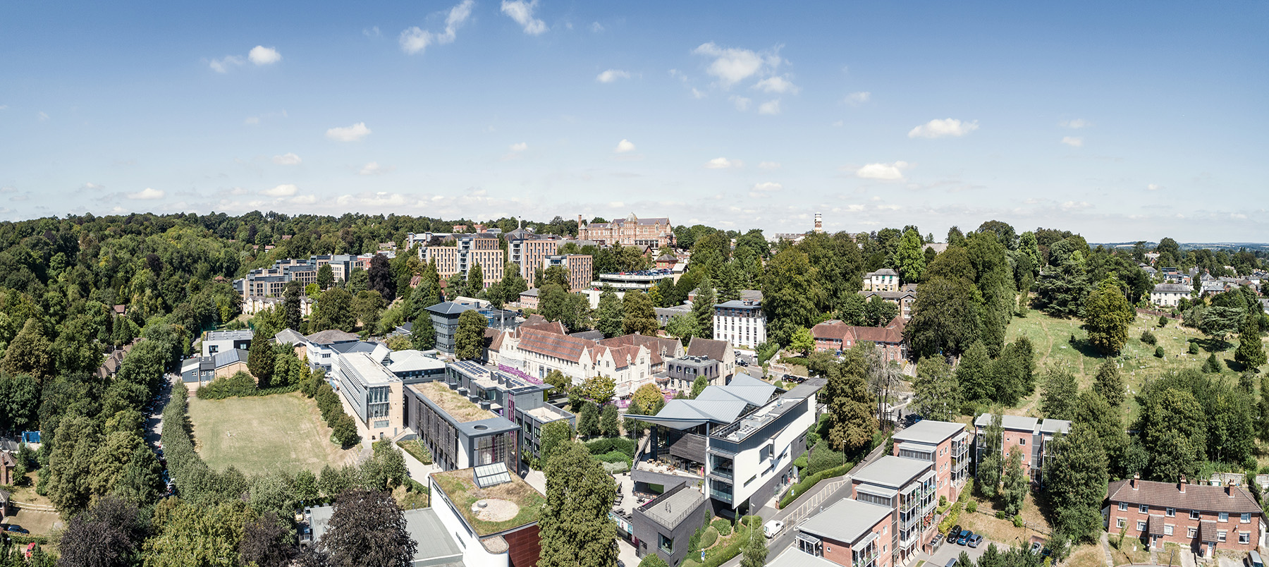 Aerial view of the University of Winchester campus